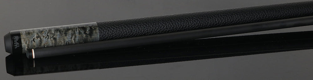 Bull Carbon Gray-Stained Birdseye Maple Play Cue with Textured Leather Wrap