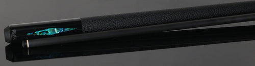 Bull Carbon Blue Stained Maple with Blue Genuine Shell Inlays Play Cue with Textured Leather Wrap 3