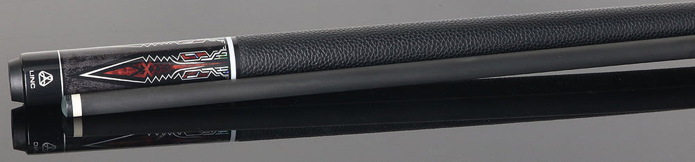 Linc LC101 Dark Gray-Stained Maple with Red / Silver Points Graphic Cue & Carbon Fiber Shaft