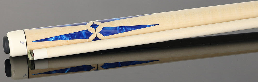 J Pechauer JP15T JP T Series No Wrap Pool Cue - Figured Maple with Blue Pearl Inlays