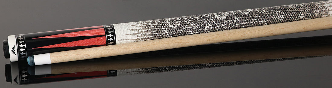 Cueroc Pterosaur 2 Ebony Dymondwood with Pink Dymondwood Points Pool Cue with Ring-Tailed Lizard Wrap