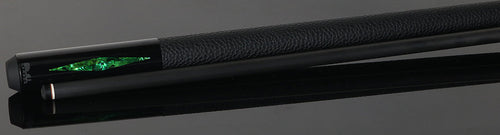 Bull Carbon Green Stained Maple with Green Genuine Shell Inlays Play Cue with Textured Leather Wrap 3