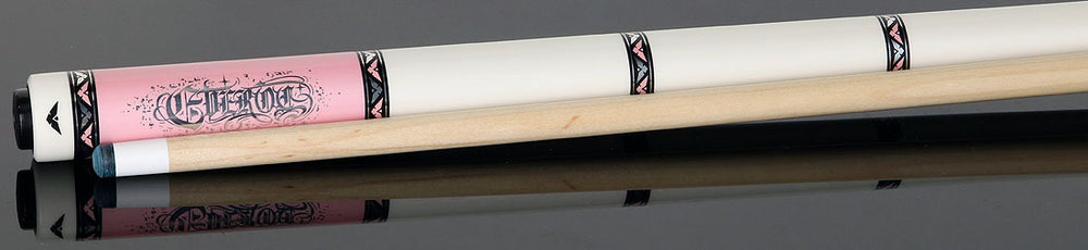 Cueroc CR-D05 Goth 1 No Wrap Pool Cue - Pink with Silver Graphic