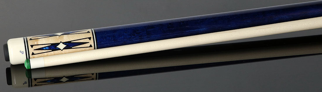 J Pechauer JP20T JP T Series No Wrap Pool Cue - No-Stained Maple with Sim. Ebony Framed Blue Pearl Points
