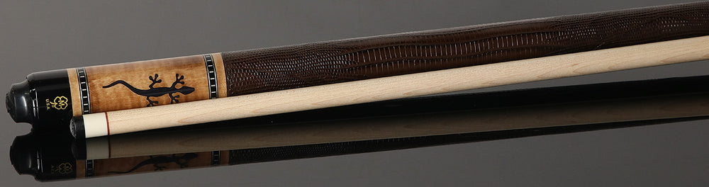 McDermott G516 G Series Pool Cue - Curly Maple with Juma Gecko Inlays and Lizard Leather Wrap