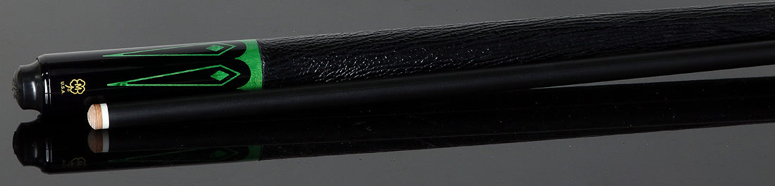 McDermott Select Series Black Urethane with Green-Stained Maple Points Pool Cue and Defy Carbon Fiber Shaft