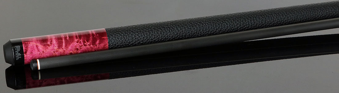 Bull Carbon BCC11C6 Play Cue - Purple-Stained Birdseye Maple with Textured Leather Wrap