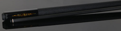 Bull Carbon Gold Stained Maple with Gold Genuine Shell Inlays Play Cue with Textured Leather Wrap 3