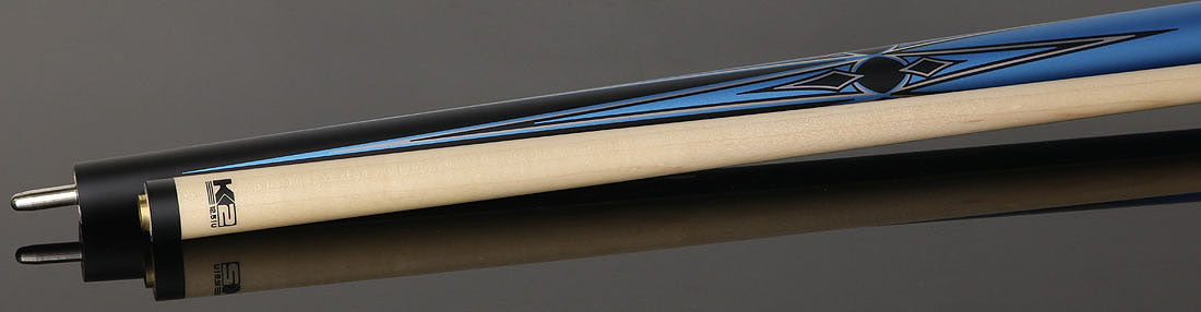 K2 KL160BL Pool Cue Matte Metallic Blue with Silver and Black Graphic