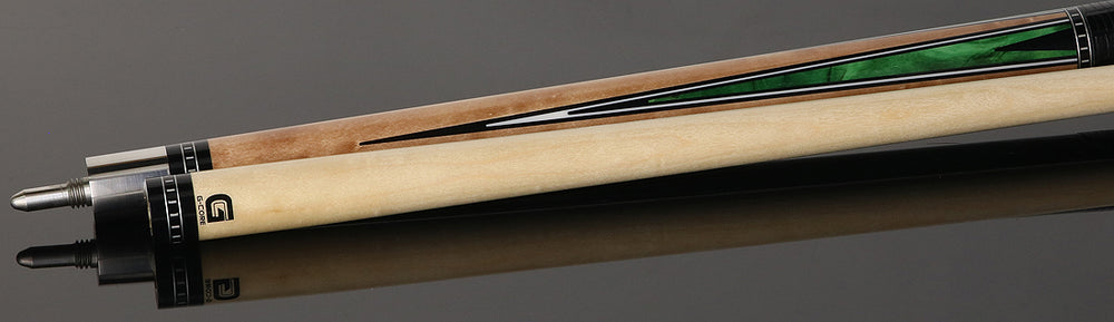 McDermott MCD50C 50th Anniversary Series Pool Cue - Birdseye Maple Cue and Green Burl Points with G-Core Shaft and Commemorative 1x1 Case