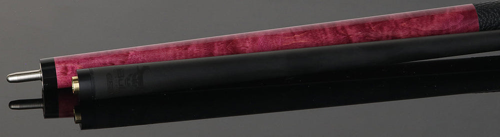 Bull Carbon Pink Stained Maple with Pink Genuine Shell Inlays Play Cue with Textured Leather Wrap