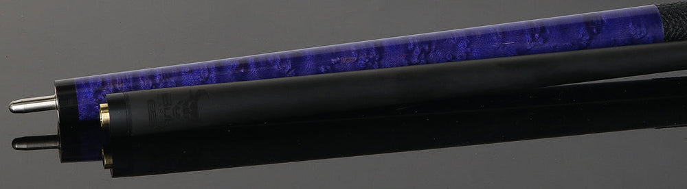 Bull Carbon Purple-Stained Birdseye Maple Play Cue with Textured Leather Wrap