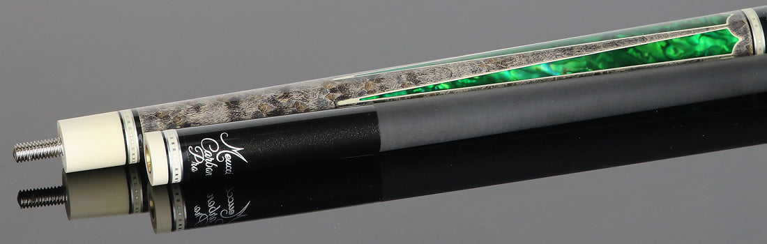 Meucci Century Series 2020GYGRBKGRC Pool Cue - Gray - Green Pearl - Black/Green Wrap with Carbon Shaft