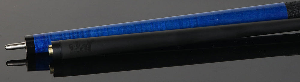 Bull Carbon Blue Stained Maple with Blue Genuine Shell Inlays Play Cue with Textured Leather Wrap