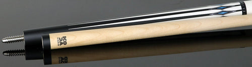 KODA KD55 No Wrap Pool Cue - Black-Stained Maple with White Points and Blue Inlay Graphic 4