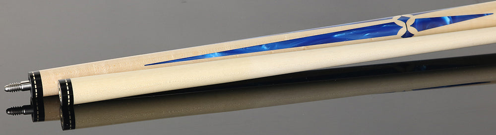 J Pechauer JP15T JP T Series No Wrap Pool Cue - Figured Maple with Blue Pearl Inlays