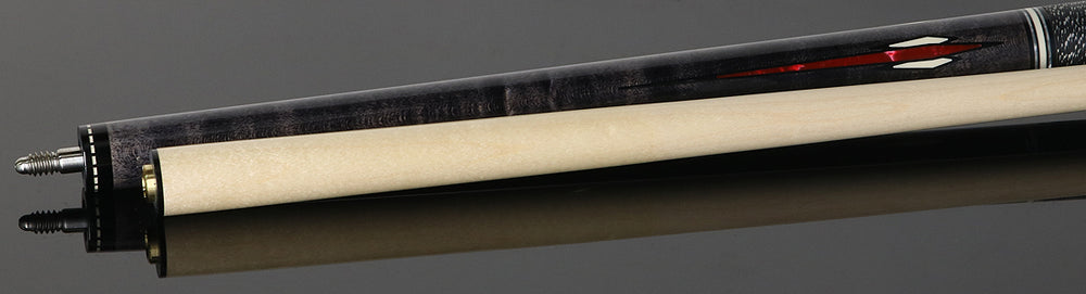 J Pechauer JP12T JP T Series Pool Cue - Smoke-Stained Maple with Red and Sim. Ivory Inlays with Irish Linen Wrap
