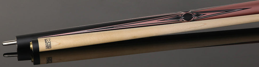 K2 KL160PK No Wrap Pool Cue - Matte Metallic Pink with Black and Silver Graphic