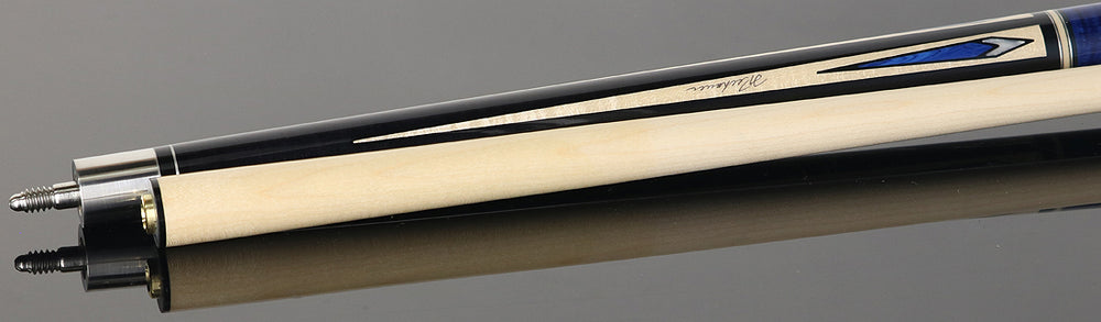 Pechauer P10R Pro R Series No Wrap Pool Cue - Ebony-Stained Maple with Maple Points and Blue Stained Maple Wrap Section