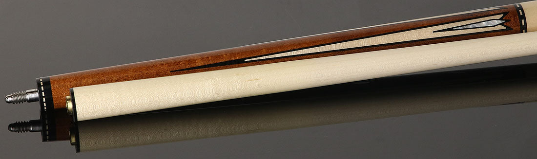 J Pechauer JP16T JP T Series No Wrap Pool Cue - Chestnut-Stained Maple with Sim. Ebony Framed Maple Points