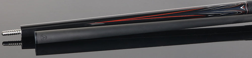 Linc LC104 Black with Orange / Silver / Gray Graphic Pool Cue & Carbon Fiber Shaft