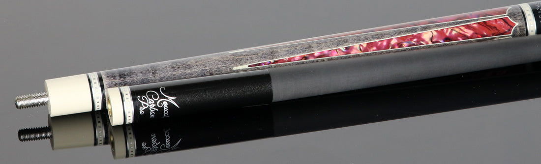 Meucci Century Series 2020GYPKBKWHC Pool Cue - Gray - Pink - Black/White Wrap with Carbon Shaft