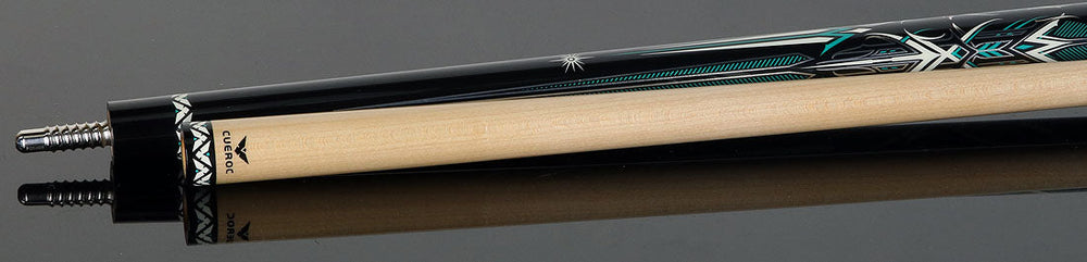 Cueroc CR-D02 Storm 2 Black and Green Graphic No Wrap Pool Cue