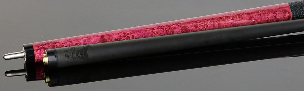 Bull Carbon BCC11C6 Play Cue - Purple-Stained Birdseye Maple with Textured Leather Wrap