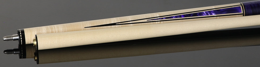 J Pechauer JP08T JP T Series No Wrap Pool Cue - Natural-Stained Maple with Purple Point Inlays