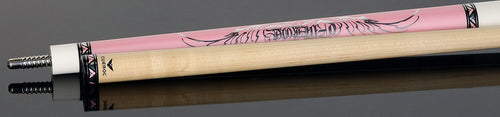 Cueroc CR-D05 Goth 1 No Wrap Pool Cue - Pink with Silver Graphic 4