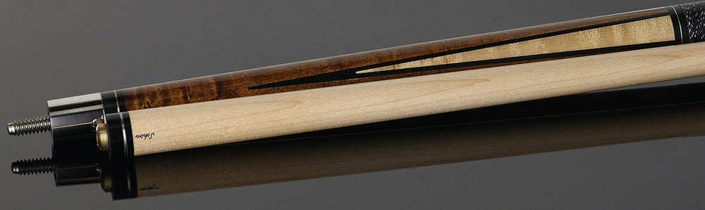 Schon STL3MIX Pool Cue - Dark Stained Maple Forearm with 4 Light Stained Maple Points and Butt Sleeve