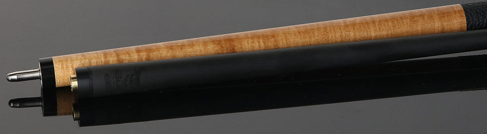 Bull Carbon Gold Stained Maple with Gold Genuine Shell Inlays Play Cue with Textured Leather Wrap