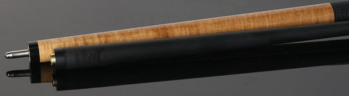 Bull Carbon Gold Stained Maple with Gold Genuine Shell Inlays Play Cue with Textured Leather Wrap 4