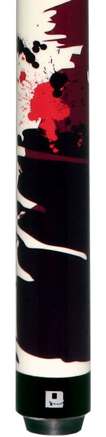 Little Monster LMNBGF No Wrap Play Cue with Carbon Fiber Shaft - White with Red and Purple Graffiti Graphic