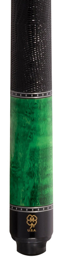 McDermott G514 G Series Pool Cue - Emerald Green-Stained Maple with Black Urethane Points and Lizard Leather Wrap