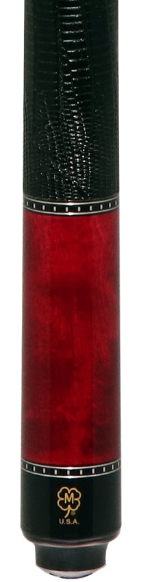 McDermott G515 G Series Pool Cue - Burgundy-Stained Maple with Black Urethane Points and Lizard Leather Wrap