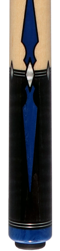 J Pechauer P12R Pro Series Pool Cue - Carbon Stain with Blue Juma and Pearl Inlays