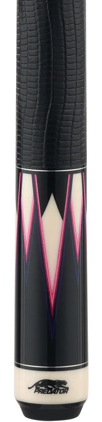 Predator Truesplice 16 Ebony Forearm with Purple and Pink Veneers Pool Cue with Lizard Wrap - Radial 2