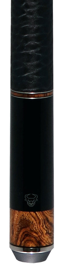 Bull Carbon Black with Bocote Inlays Play Cue with Textured Leather Wrap