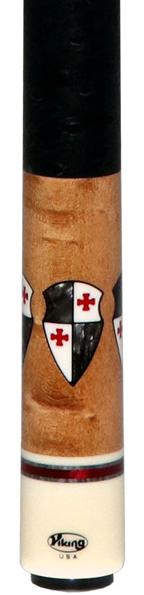 Viking DF0804 Defender Series Pool Cue - Maple with Smoke Sword Points and Shield Inlays