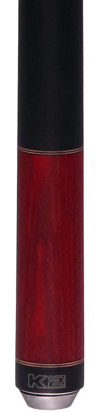 K2 KL119 No Wrap Pool Cue - Red Stained Ash with 12.50mm LD Shaft 2
