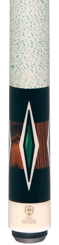 McDermott H853 H-Series Pool Cue - Bocote Forearm with Malachite / Black / White Urethane Diamond Inlays and Irish Linen Wrap