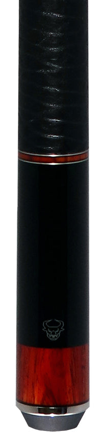 Bull Carbon Black with Cocobolo Inlays Play Cue with Textured Leather Wrap 2