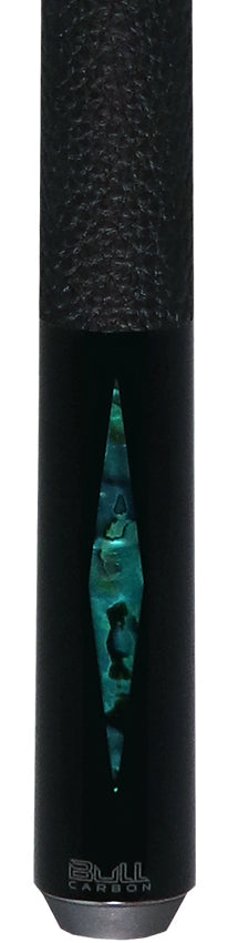 Bull Carbon Blue Stained Maple with Blue Genuine Shell Inlays Play Cue with Textured Leather Wrap 2