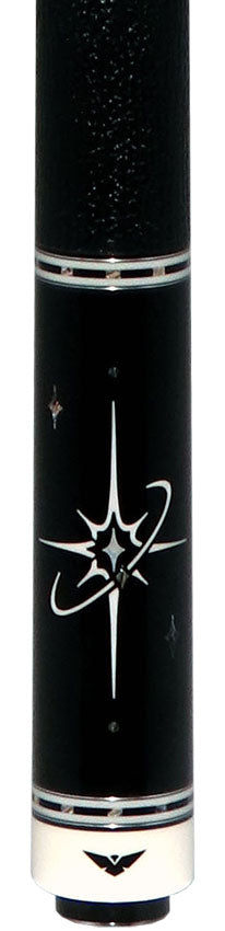 Cueroc ZiWei Star Dymond Ebony Wood with White Shell Points Pool Cue with Black Shark Wrap 2