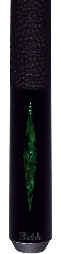 Bull Carbon Green Stained Maple with Green Genuine Shell Inlays Play Cue with Textured Leather Wrap 2