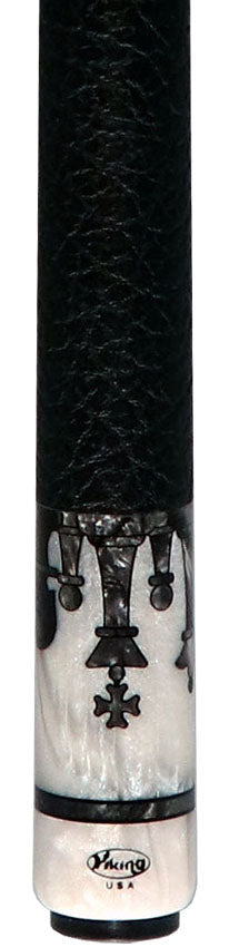 Viking DF1211 Defender Series Pool Cue - Smoke Gray with White Pearl Points and Smoke Pearl Chess Inlays