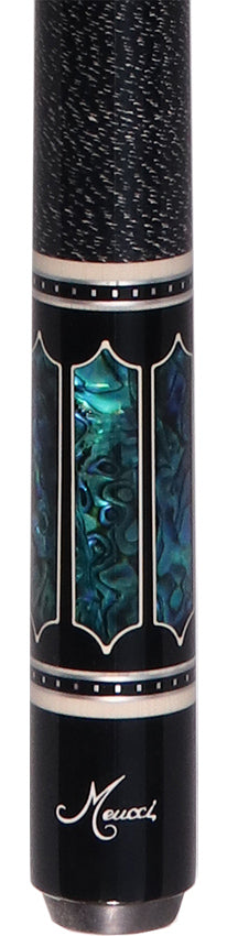 Meucci Ultra Piston 4 Ebony Stain with Abalone Points Pool Cue with Pro Carbon Shaft - UP-4MC
