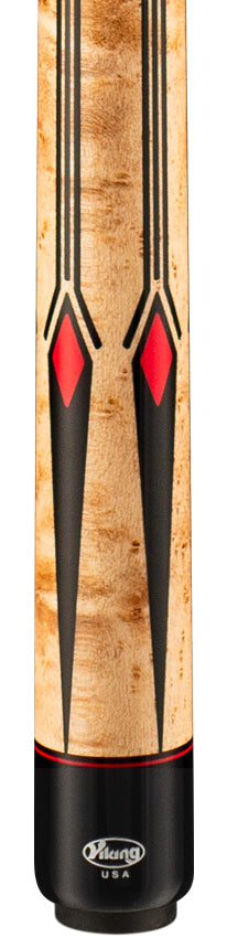 Viking MT0304 Motore Series Play Cue - Khaki-Stained Birdseye Maple with 65 Black and Red Inlays 2