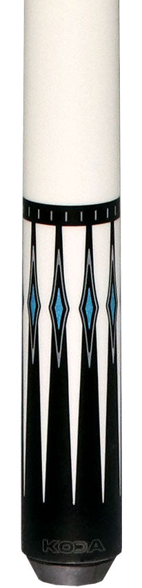 KODA KD55 No Wrap Pool Cue - Black-Stained Maple with White Points and Blue Inlay Graphic 2
